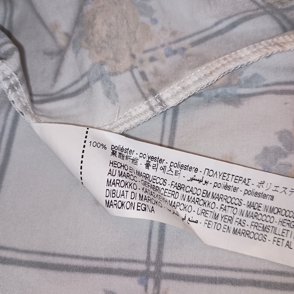 Zara Floral plaid ruffle Cap sleeves Orange Blue print flowers Size Large - Picture 4 of 11